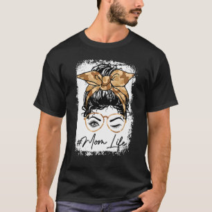 Bleichen Memaw Life Leopard Messy Bun Frauen Mutte T-Shirt
