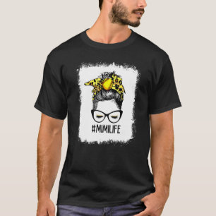Bleichen Softball Mimi Life Leopard Messy Bun Moth T-Shirt