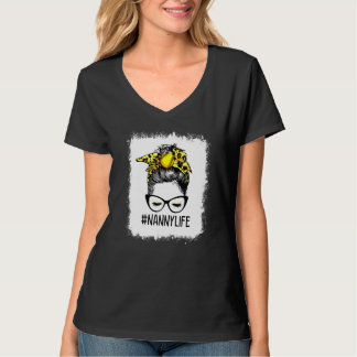 Bleichen Softball Nanny Life Leopard Messy Bun Mot T-Shirt