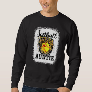 Bleichen Softball Tante Leopard Game Day Tante Mot Sweatshirt