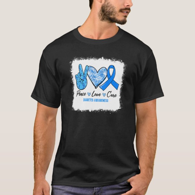 Bleichende Liebe Heilung Blauer Ribbon Diabetes Kr T-Shirt (Vorderseite)
