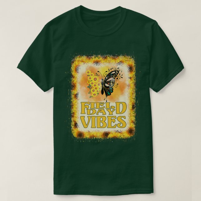 Bleichende Sonnenblumen-Schmetterlingslehrer-Feld T-Shirt (Design vorne)