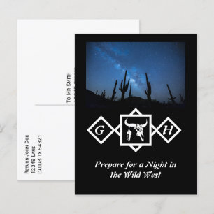 Bleichendes Schwarz-Silhouette-Monogramm-Foto Einladungspostkarte