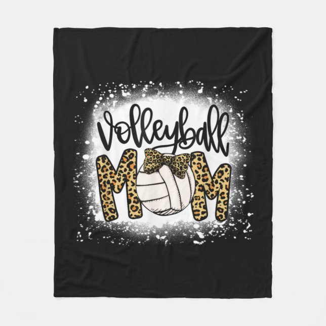 Bleichvolleyball Mama Leopard Fun Ball Mama Mothe Fleecedecke (Vorderseite)