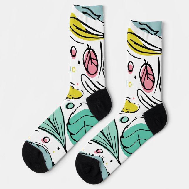 Bleifarben-Kunstmuster l Modernes, farbiges Weiß Socken (Linkes Detail)