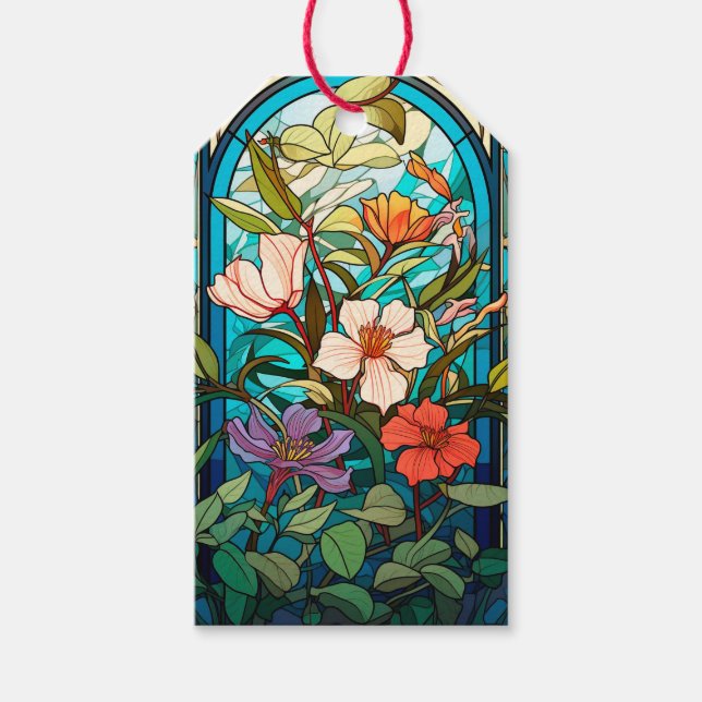 Bleiglas-Blumenbogen Art Nouveau Geschenkanhänger (Vorderseite)