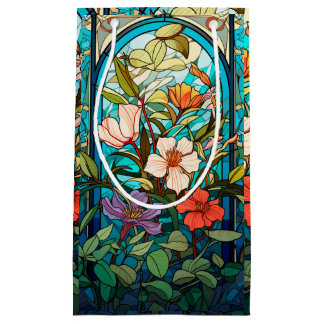 Bleiglas-Blumenbogen-Geschenktasche Art Nouveau Kleine Geschenktüte