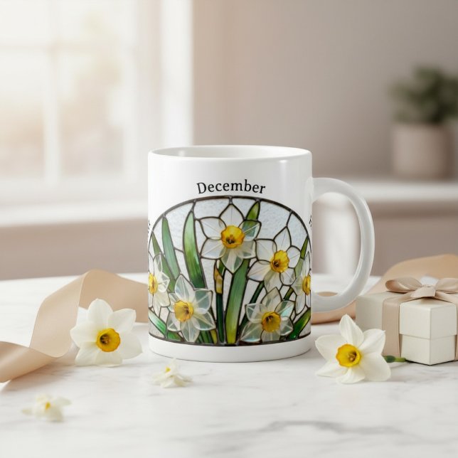 Bleiglas-Geburtsblume Dezember Narzisse   Kaffeetasse (Von Creator hochgeladen)