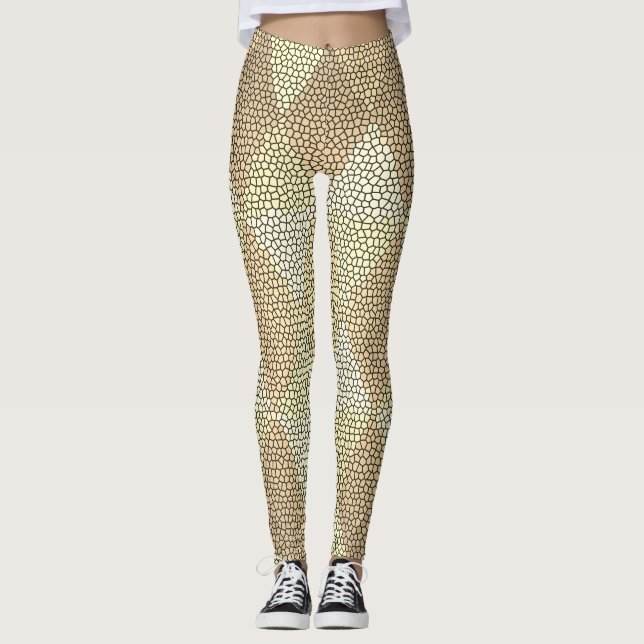 Bleiglas Gold Diamantmuster Leggings (Vorderseite)