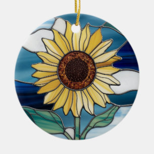 Bleiglas-Kunst, Sonnenblume Bleiglas Keramik Ornament