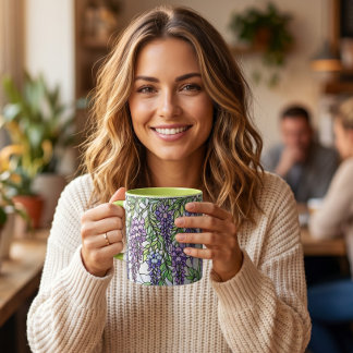 Bleiglas-Stil lila Blume floraler Kaffee Tasse