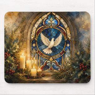 Bleiglas-Tauben-Christmas-Fenster Mousepad