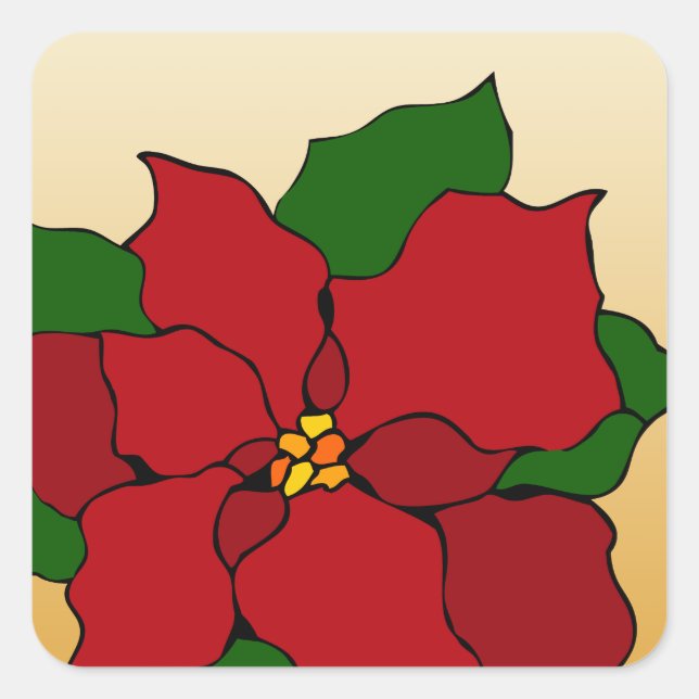 Bleiglas-Weihnachtsstern Quadratischer Aufkleber (Vorderseite)