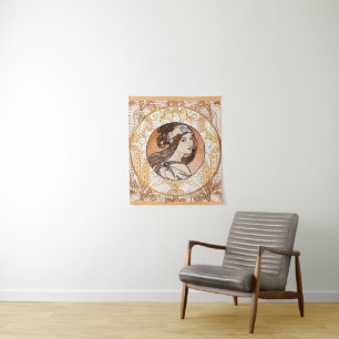 Bleiglasfenster von Alphonse Mucha Wandteppich