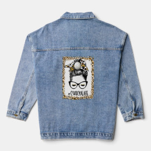 Bleihter Volleyball Coach Girl Messy Bun Game Day Jeansjacke