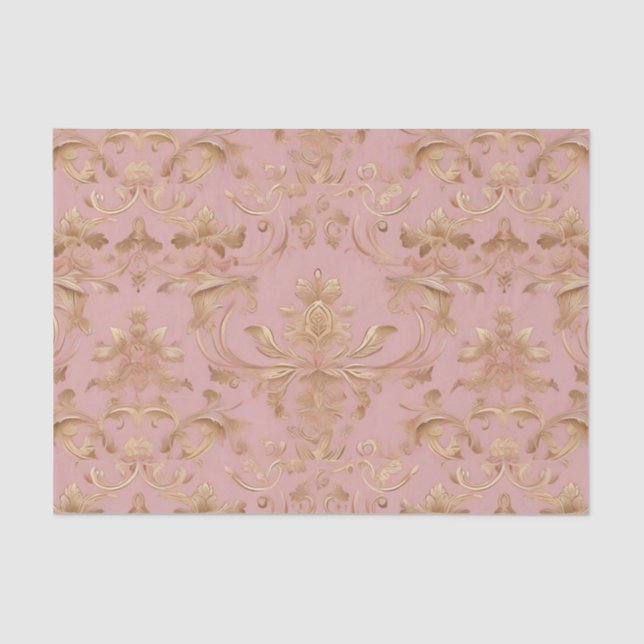 Bleirosa und metalische Goldschattenseiten Seidenpapier (Vorderseite)