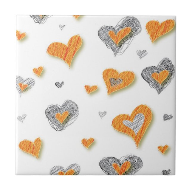 Bleistift Art Hearts Tile Fliese (Vorderseite)