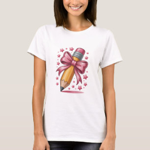 Bleistift-Coquette-Bogen-Lehrerdank-Schule T-Shirt