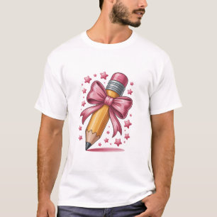 Bleistift-Coquette-Bogen-Lehrerdank-Schule T-Shirt