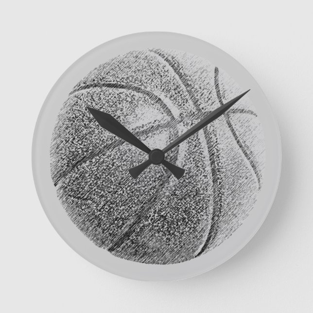Bleistift-Effekt Basketball Runde Wanduhr (Vorderseite)