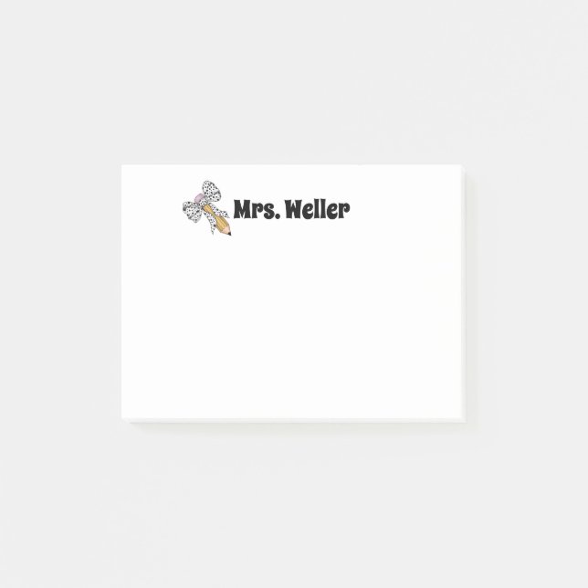 Bleistift für personalisierte Lehrer und Rücklauf  Post-it Klebezettel (Vorderseite)