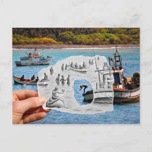 Bleistift gegen Kamera - Meerjungfrau Postkarte