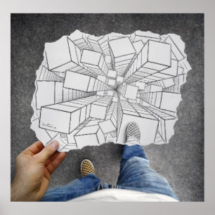 Bleistift gegen Kamera - Schwindel Poster