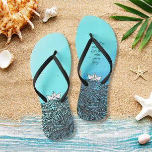 Bleistift Gezeichnet Papierboot motivierend Stra Flip Flops