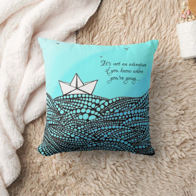 Bleistift Gezeichnet Papierboot | motivierend Text Kissen (Decke)