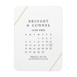 Bleistift in Kalendergoldlinien Save the Date Magnet
