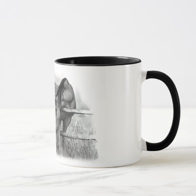 BLEISTIFT-KUNST-PFERDEliebhaber-TASSE Tasse (Rechts)