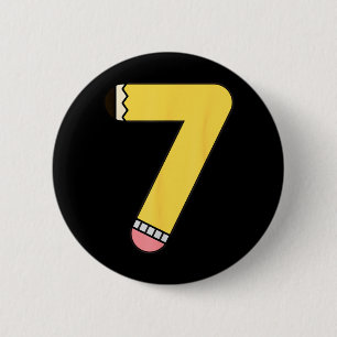 Bleistift Nummer 7 Rückkehr zur Schule 7. Geburtst Button