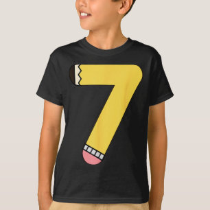 Bleistift Nummer 7 Rückkehr zur Schule 7. Geburtst T-Shirt