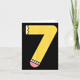 Bleistift Nummer 7 Zurück zur Schule 7. Geburtstag Karte