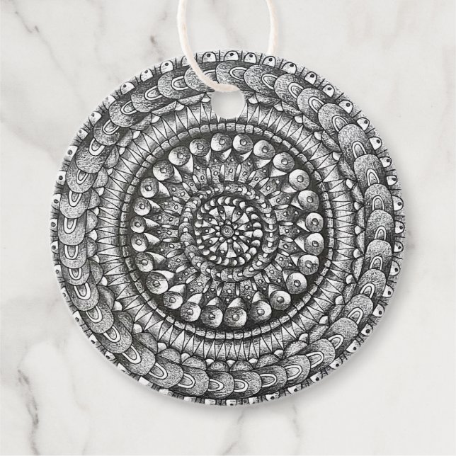 Bleistift Original Kunst Mandala Design Geschenkanhänger (Vorderseite)