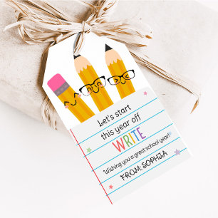 Bleistift Papier Zurück zur Schule Favor Tags Geschenkanhänger