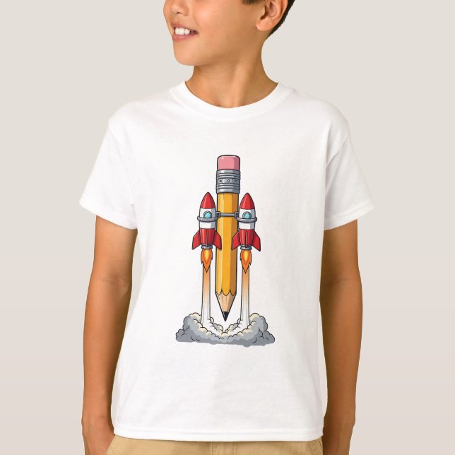 Bleistift-Rakete startet Kinder T-Shirt (Vorderseite)