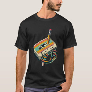 Bleistift-Rückspul-Kassette Old School Musikliebha T-Shirt