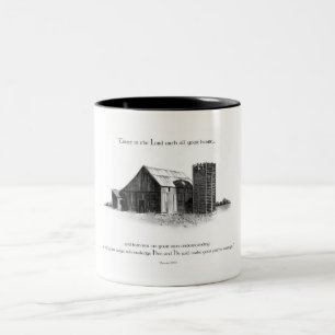 BLEISTIFT: SCHEUNE: SPRICHWORT-BIBEL-VERS ZWEIFARBIGE TASSE