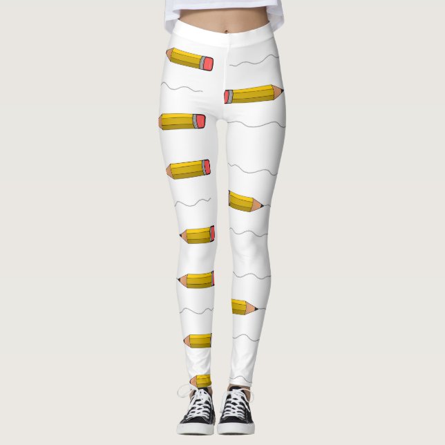 Bleistift-Schrabell auf weiß Leggings (Vorderseite)