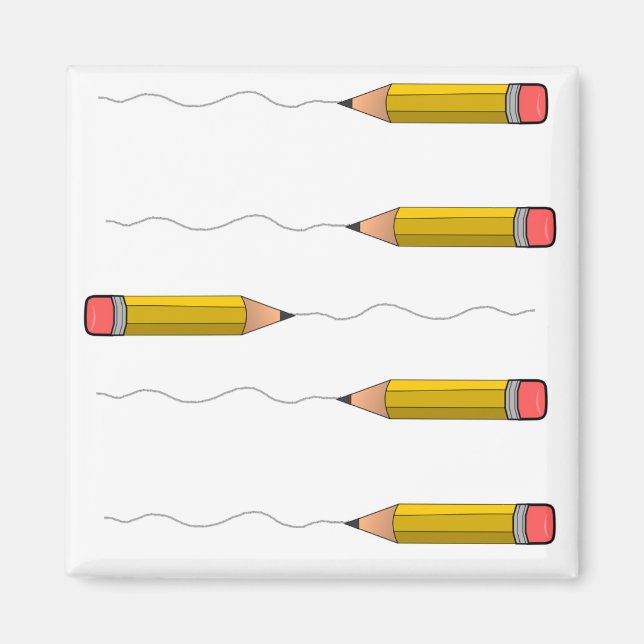 Bleistift-Schrabell auf weiß Magnet (Vorne)