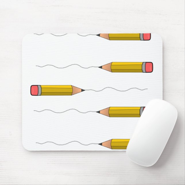 Bleistift-Schrabell auf weiß Mousepad (Mit Mouse)