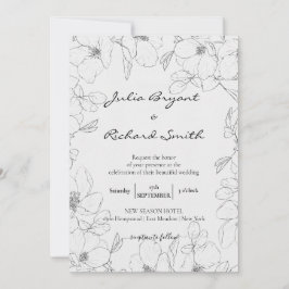 Bleistift-Sketch | Peony Minimalistisch Wedding Einladung