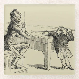 Bleistift-Skizze von zwei Männern, die Pool Glasuntersetzer