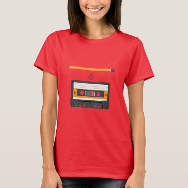 Bleistift u. kompakte Kassette T-Shirt (Vorderseite)