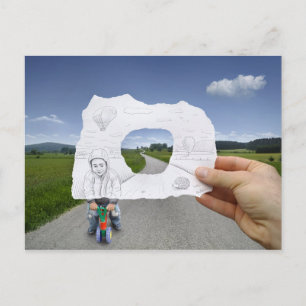 Bleistift VS-Kamera - Kinderspiel Postkarte