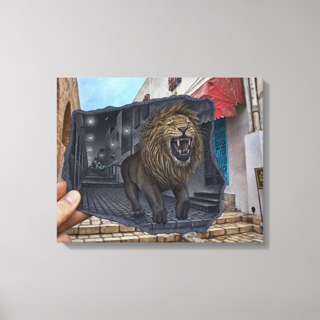 Bleistift VS Kamera - Mighty Lion Leinwanddruck (Vorderseite)