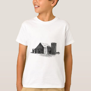 BLEISTIFT-ZEICHNEN: ALTE SCHEUNE, SILO: REALISMUS T-Shirt