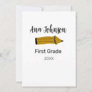 Bleistift zur Rückkehr zur Schule Name Klasse Jahr Einladung