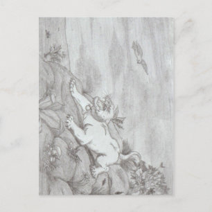 Bleistiftkunst Weiße Lioness Fantasie fliegender A Postkarte